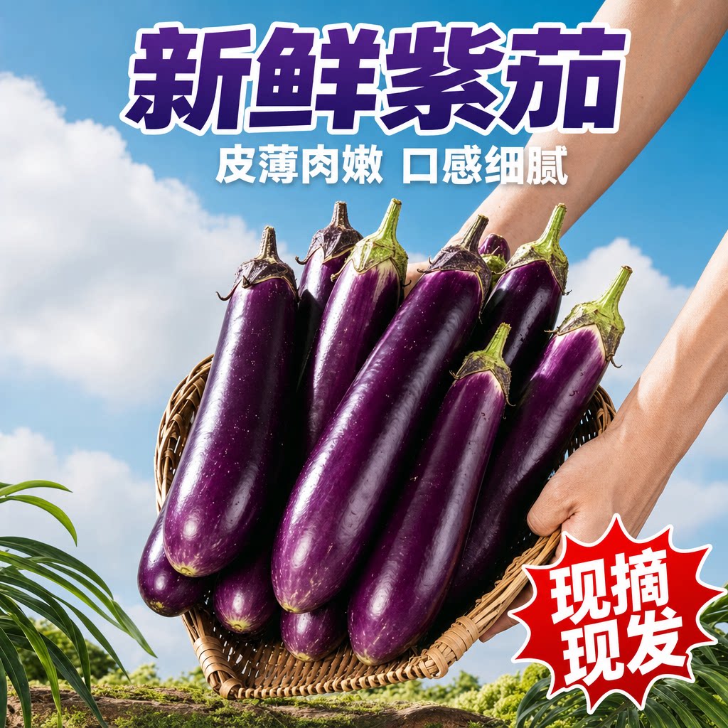 四川向义高山紫色长茄现摘现发