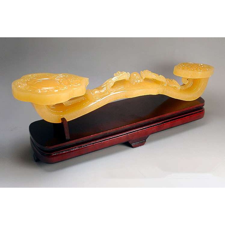 米黄玉如意摆件玉器工艺品客厅摆件装饰品黄玉如意摆件