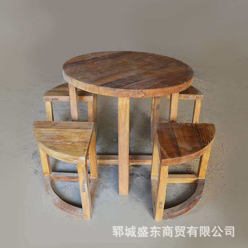 老榆木实木餐桌风化自然纹理老门板吃饭桌子复古中式木质餐桌