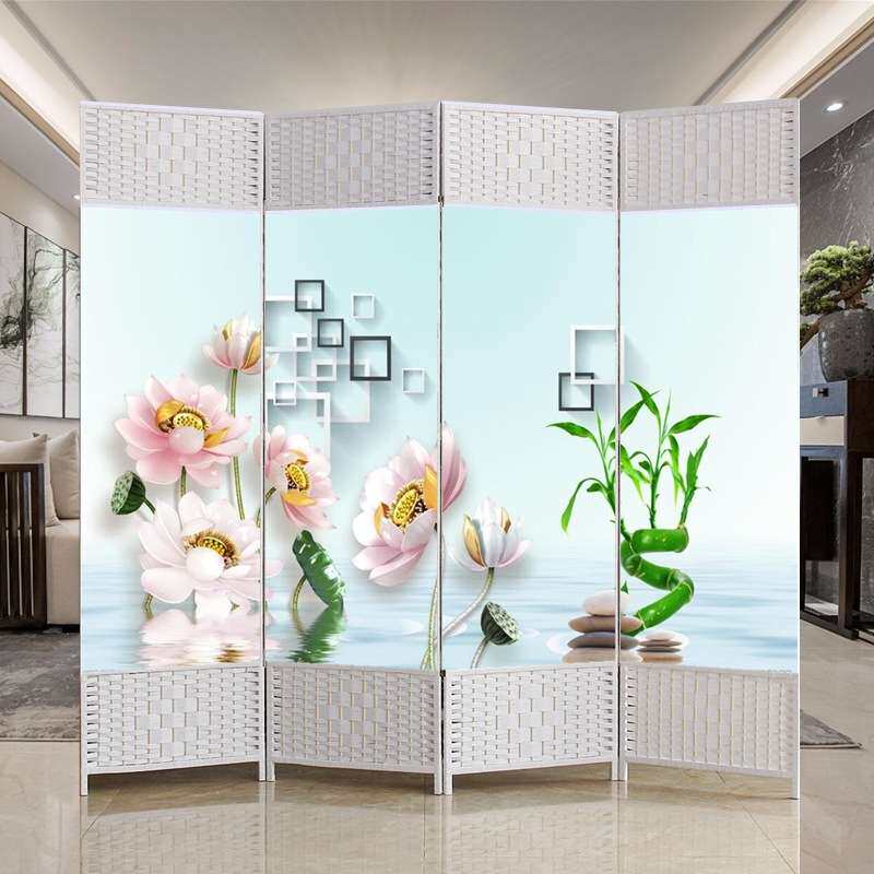 中式简易屏风隔断折屏客厅卧室遮挡简约现代折叠移动办公家用屏J*