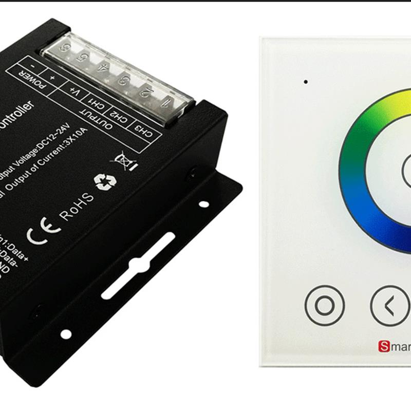 LED无线控制器 RGB灯条控制器 PWM七彩网线同步控制器12-24V 30A