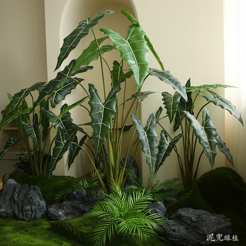 仿真绿植萨丽安海芋盆景室内大型软装装饰盆栽景观橱窗陈设摆件