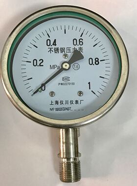 不锈钢压力表 Y-100BF 0-1mpa 直径100mm 压力1mpa 10公斤 仪川牌