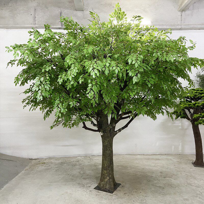 仿真榆树玻璃钢紫薇树酒店大堂展览厅场地布置落地装饰造景绿化树