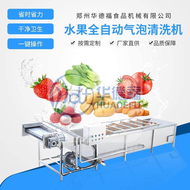 全自动水果清洗机果蔬气泡清洗设备喷淋式净菜加工流水线去农残