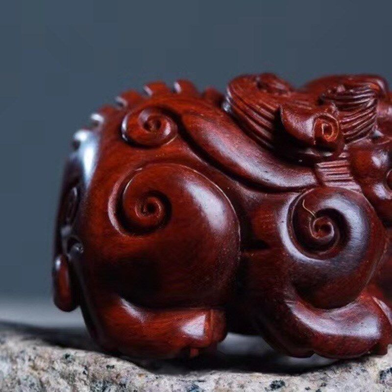 印度小叶紫檀龙龟手把件檀木雕刻龙龟工艺品挂件木挂坠手把件