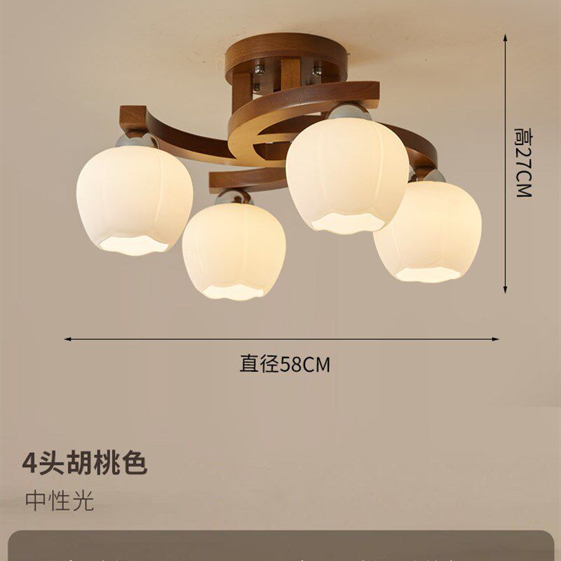 新中式吸顶灯简约现代大气复古z客厅灯胡桃色实木灯具卧室房间主