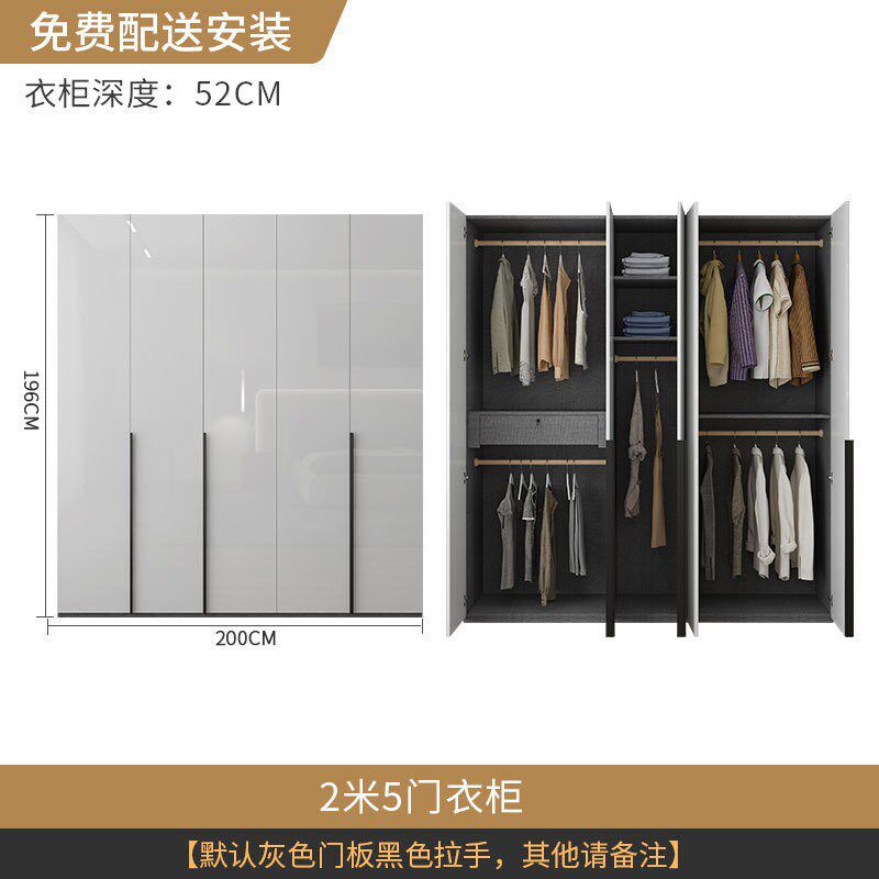 现代简易衣柜平开门储物衣柜带化妆台置物架边柜T卧室衣柜入户安
