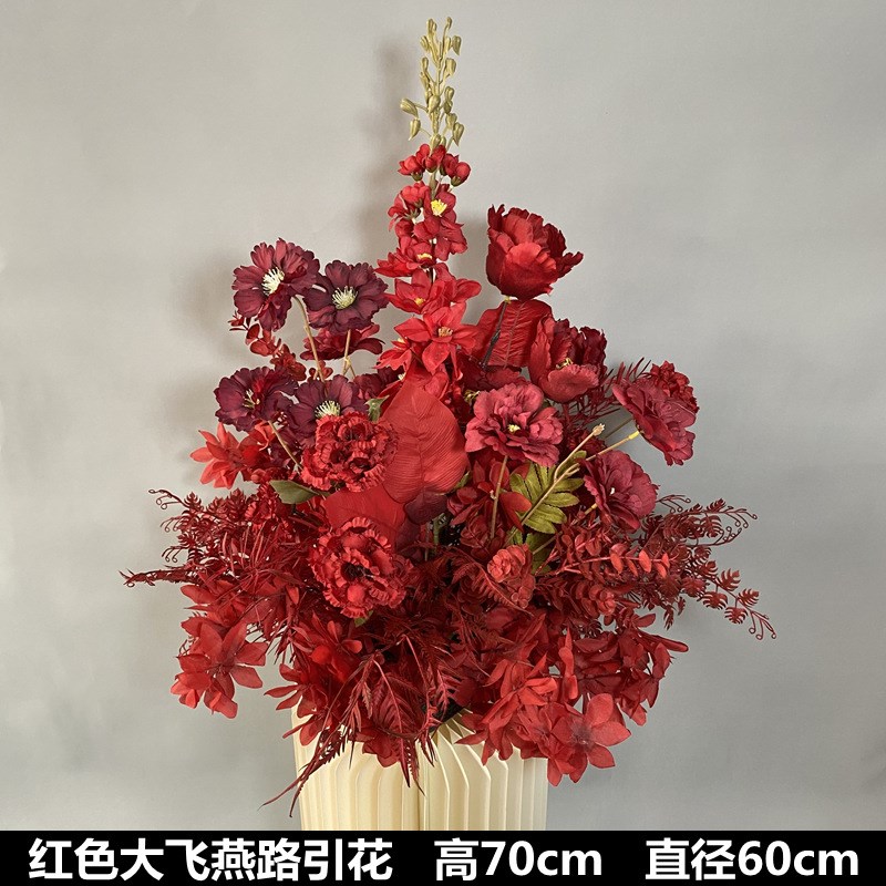 婚庆路引仿真花h摆件盆花桌花婚礼迎宾区背景装饰花点t台布置绢花