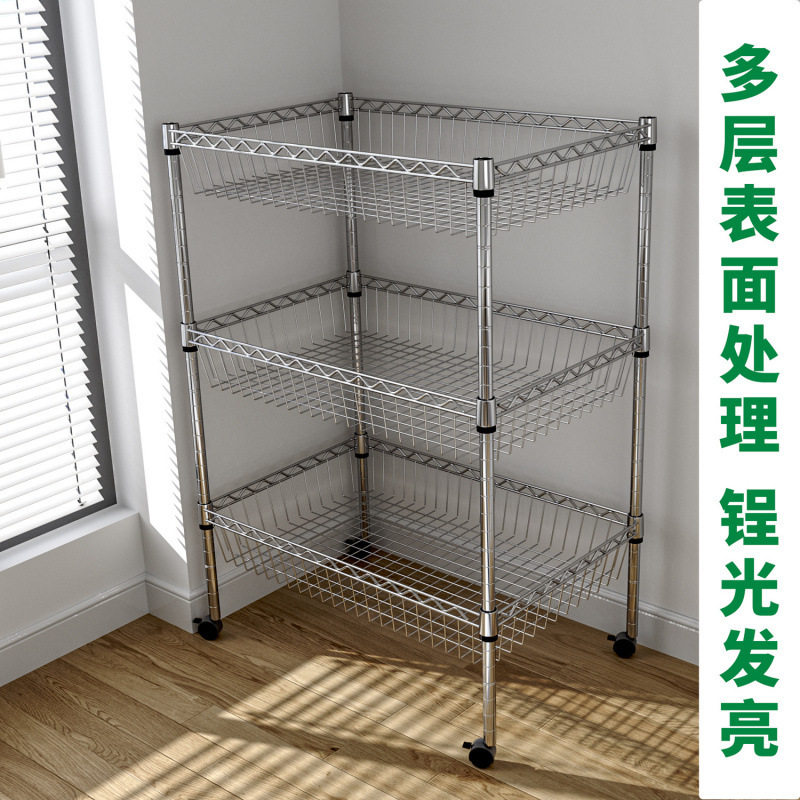 厨房置物架夹缝蔬菜收纳架子落地果蔬多层储物三层家用多功能4层