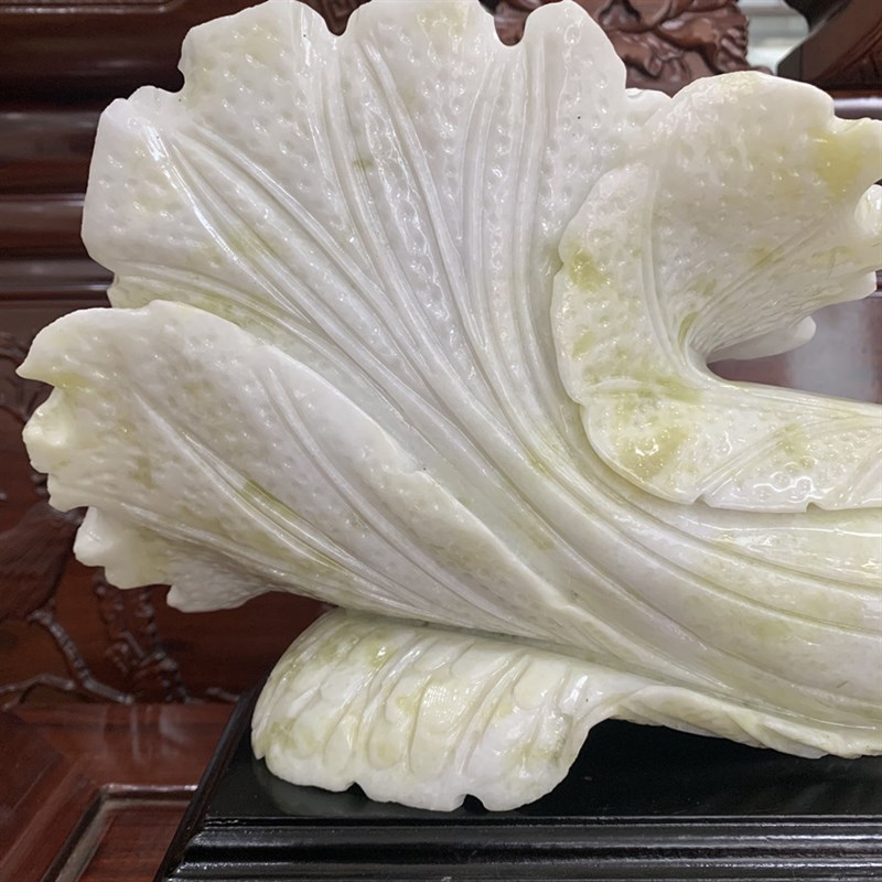 岫玉白菜摆件 家居送y礼办公室送底座岫玉白菜摆饰
