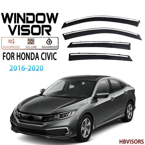 适用于HONDA思域不锈钢晴雨挡雨板雨眉侧窗导流板Window visor