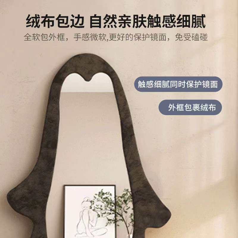 卡通企鹅穿衣镜网红北欧女生家用穿衣镜卧室试衣镜全身镜落地