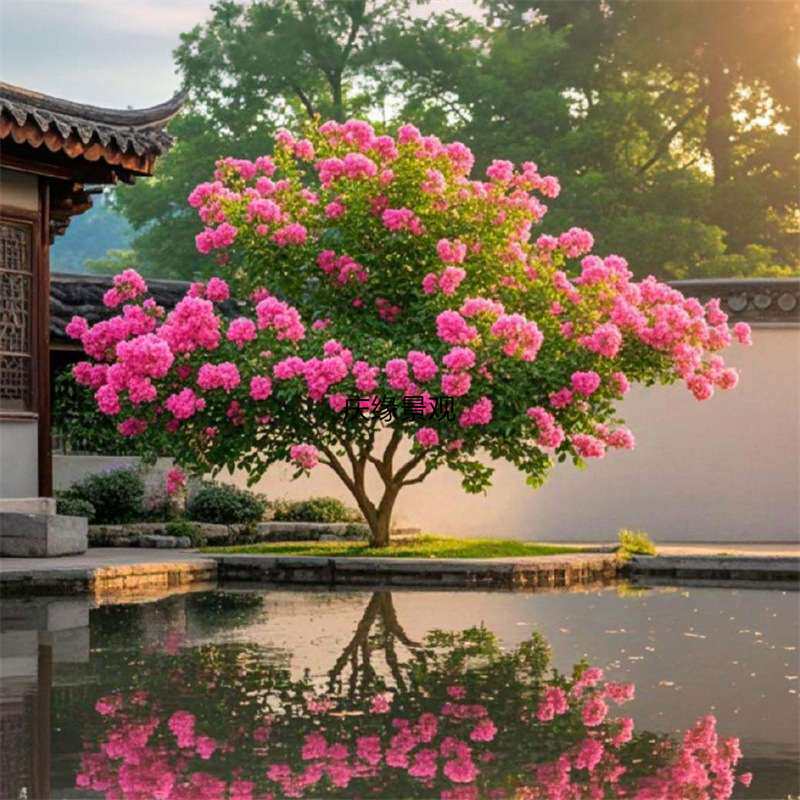 仿真杜鹃花树落地景观假花树庭院别墅客厅商场超市装饰假树摆件
