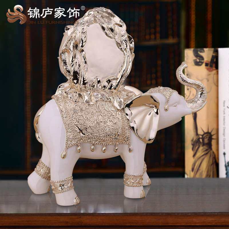 大号大象台钟摆件欧式创意树脂工艺品座钟客厅电视柜玄关摆设装饰