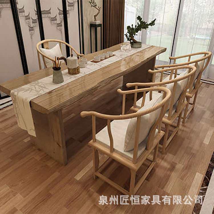 新中式实木茶桌原木大板仿古中式大板茶台办公室茶楼接待喝茶桌子