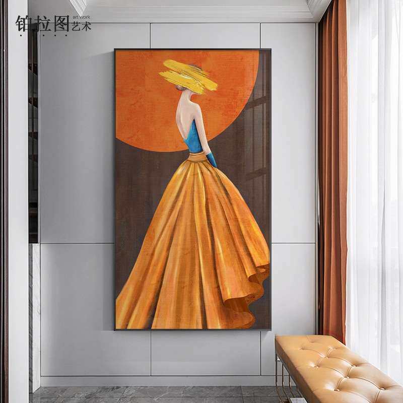 现代人物玄关装饰画简约卧室壁画轻奢餐厅挂画竖版大幅客厅落地画