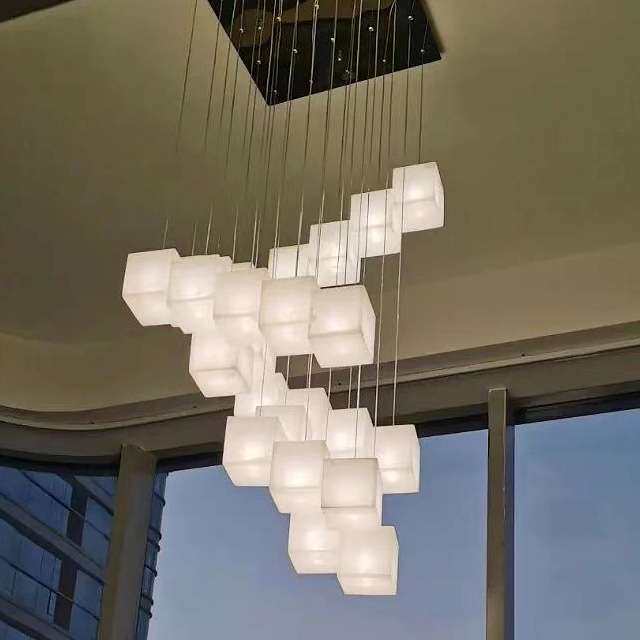 设计师云石灯长吊灯客厅灯具大吊灯loft挑空别墅吊灯复式楼梯吊灯