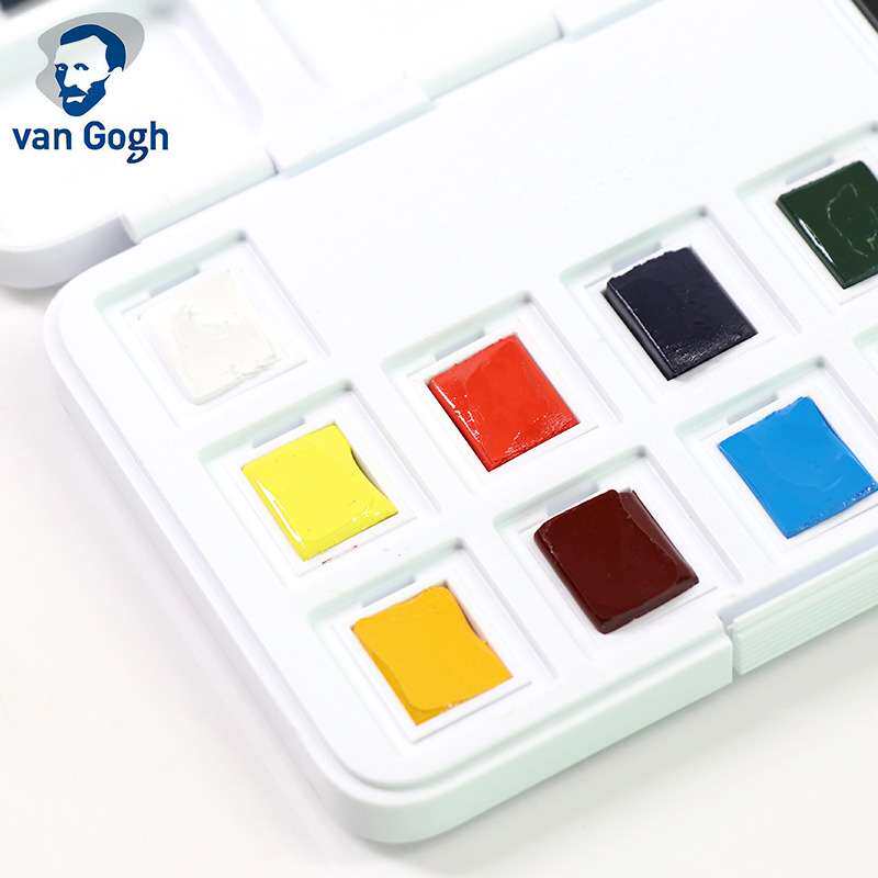 泰伦斯Van Gogh梵高水彩凡高固体水彩12色15色18色24色36色蓝铁盒