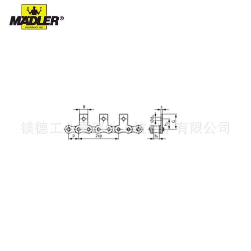 Maedler M1 标准 带直板附件 滚子链  2 x p