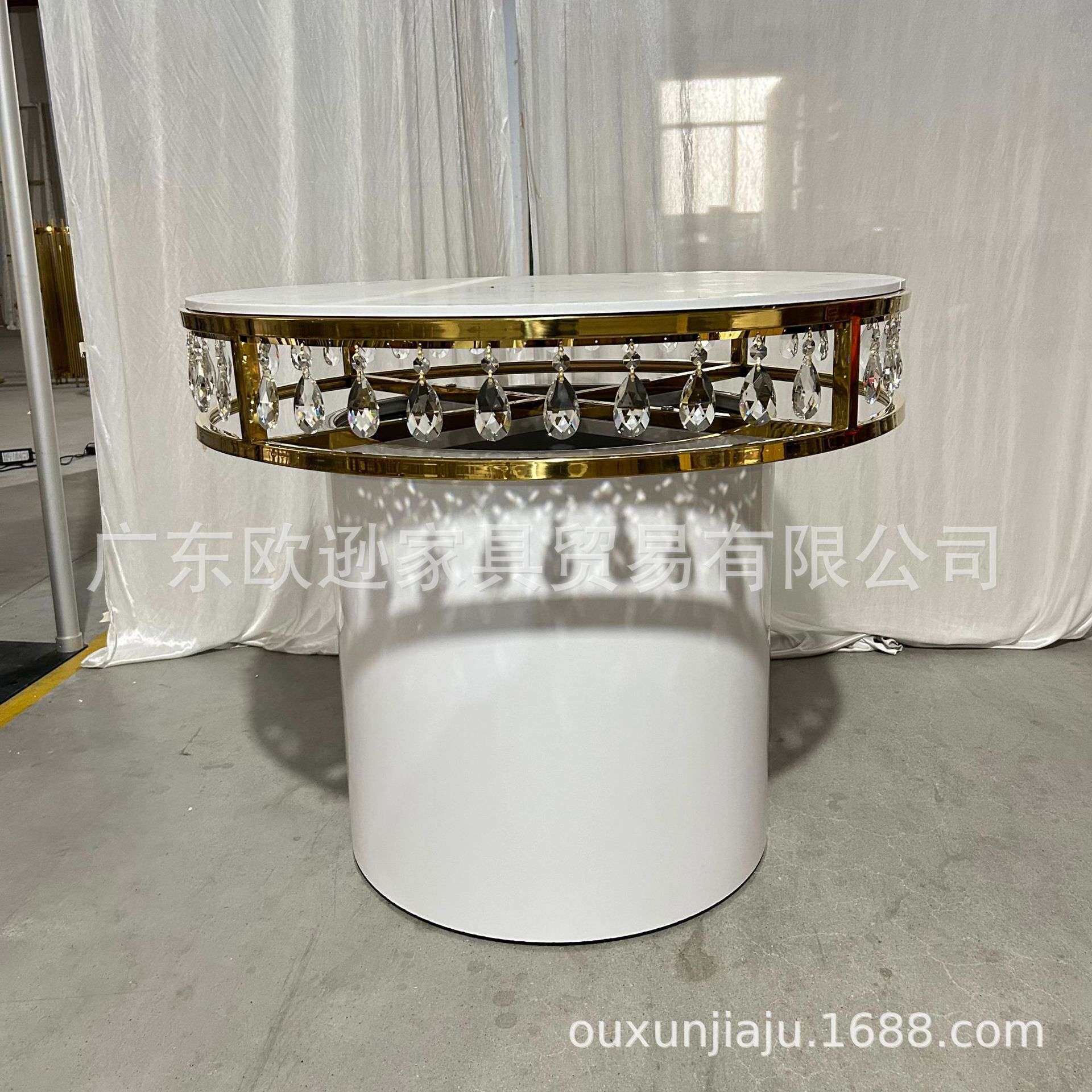 不锈钢水晶蛋糕桌圆桌婚庆宴会家具欧逊出口