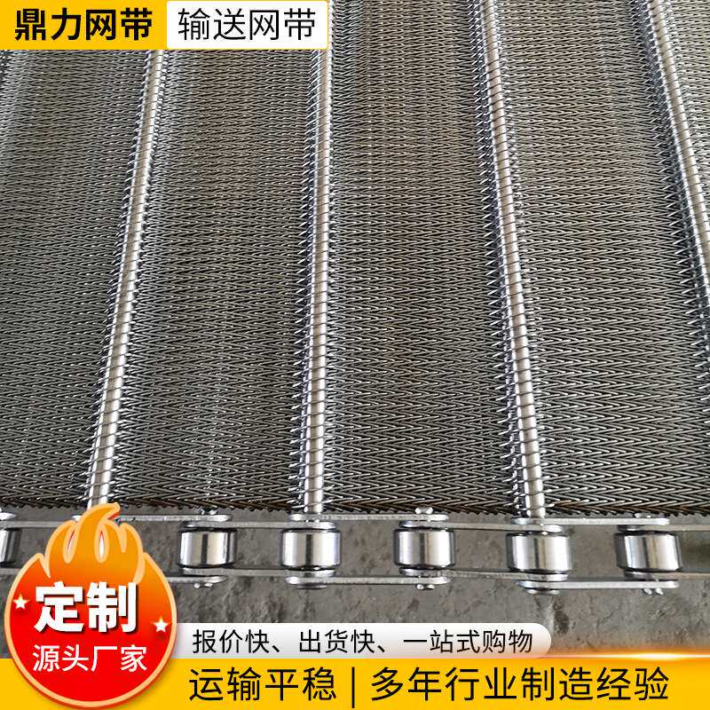 抛丸清理设备网带铁网耐高温加密人字传送带隧道炉不锈钢网带网链