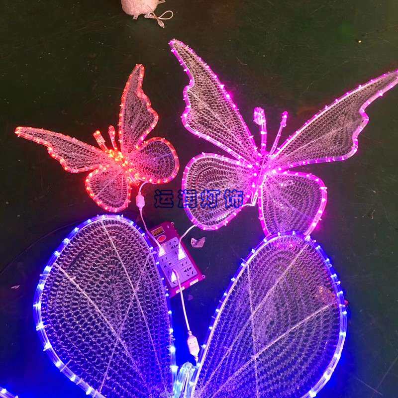 梦幻灯光节夜游景区亮化灯光展发光蝴蝶动物滴胶造型灯饰画策划