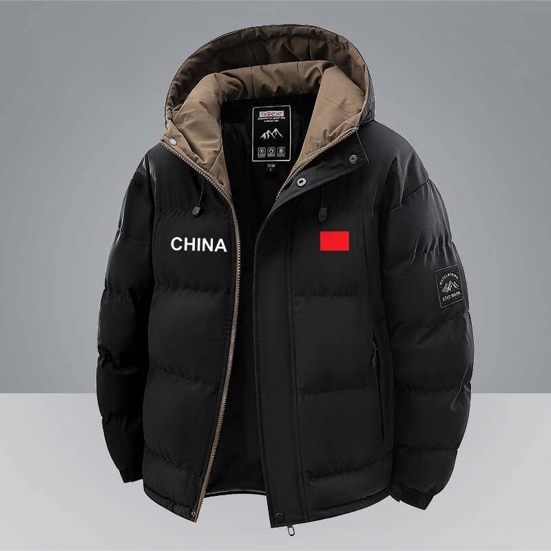 男士秋冬加厚保暖连帽户外棉服