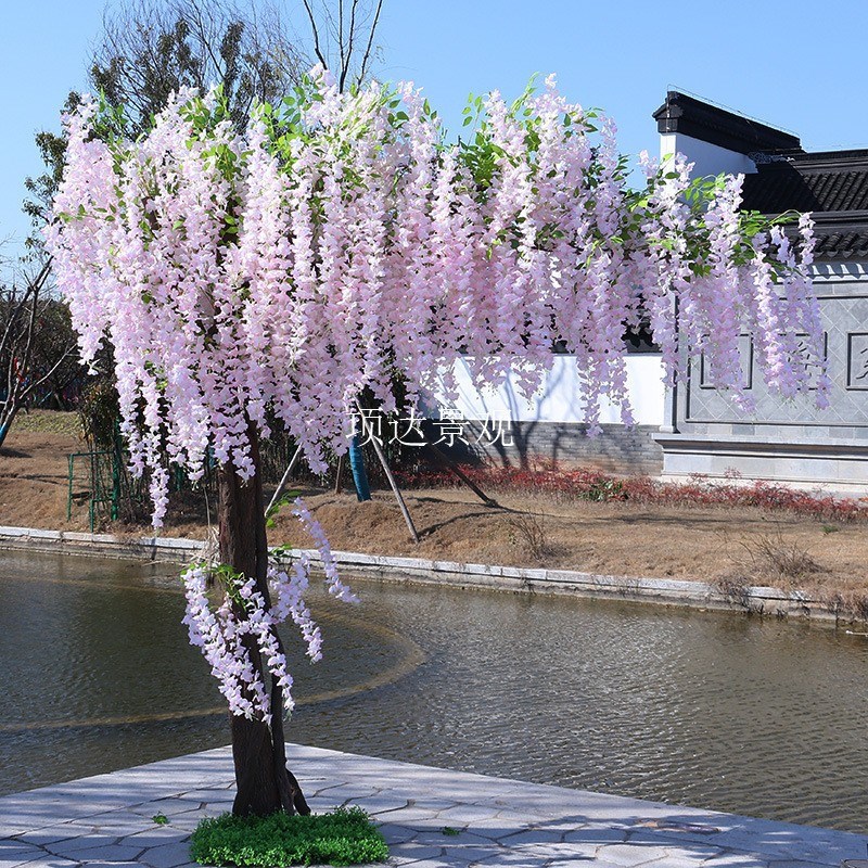 仿真紫藤花树植物园展览厅商场大型落地花M艺装饰树招藤树豆花树