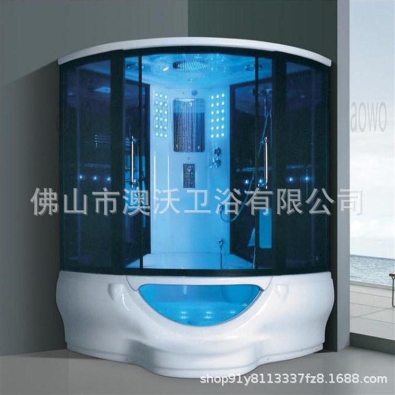 一体式浴室蒸汽淋浴桑拿房弧形扇形带浴缸蒸N汽房带脚踏板整体隔