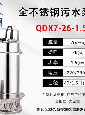 不锈钢潜水泵304耐腐蚀380V化工泵大流量污水O泵220V高扬程抽水机