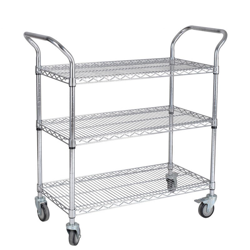 镀铬置物架 线网移动周转车 不锈钢组合H货架 物料架层架 网格货