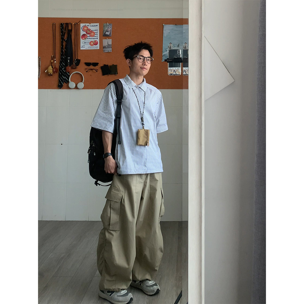 日系大口袋复古工装裤