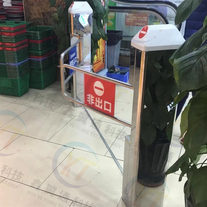超市自动感应h摆闸 购物车雷达单向感应门 超市单向门进出口器