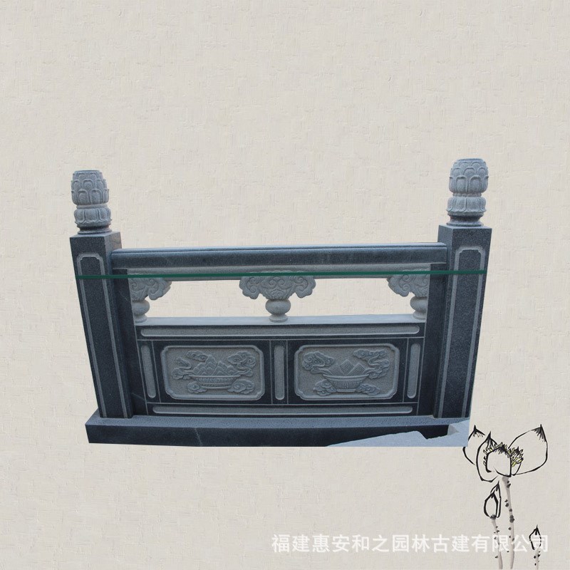青石浮雕石栏杆 寺院石材扶手栏杆加工O 款式新颖安全牢固