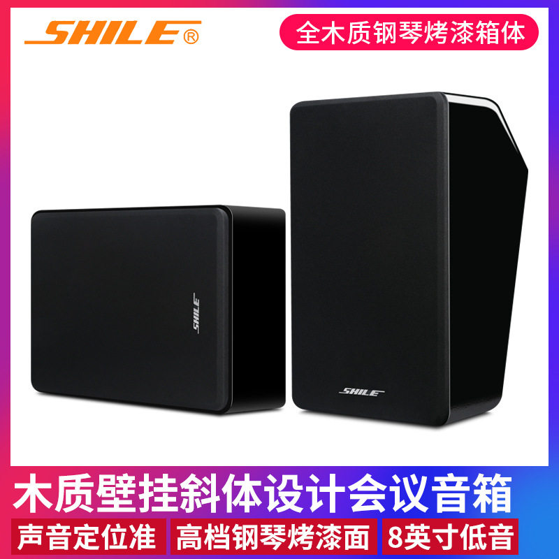 狮乐BG-8会议音响壁挂8英寸倾斜式音箱培训会议室家用卡拉OK音箱