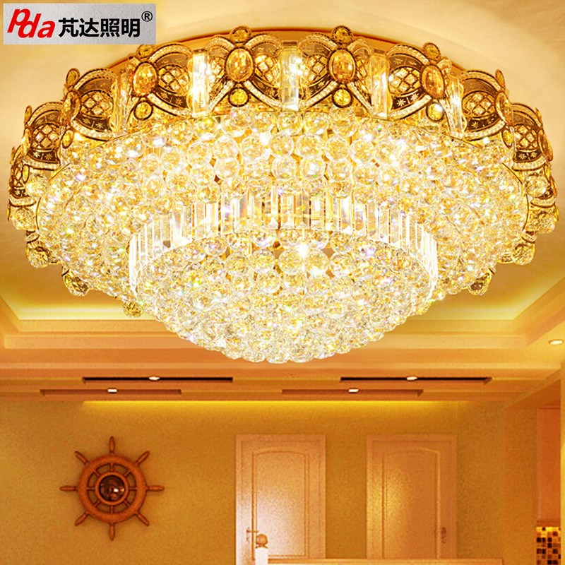 金典金色带遥控客厅卧室灯圆形 LED吸顶灯书房欧式水晶灯饰灯具