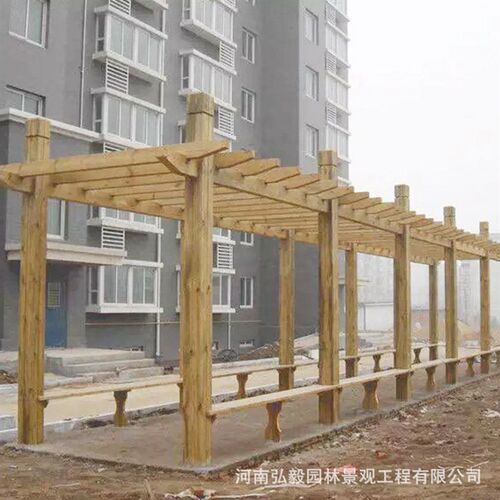 供应防腐木花架廊架 河南B防腐木廊架 庭院碳化木廊架