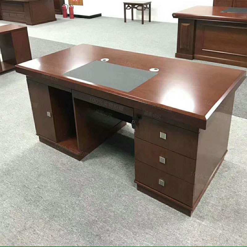 双人电脑桌大班台主管桌职员桌组合经理办公桌中式油漆班台实木皮