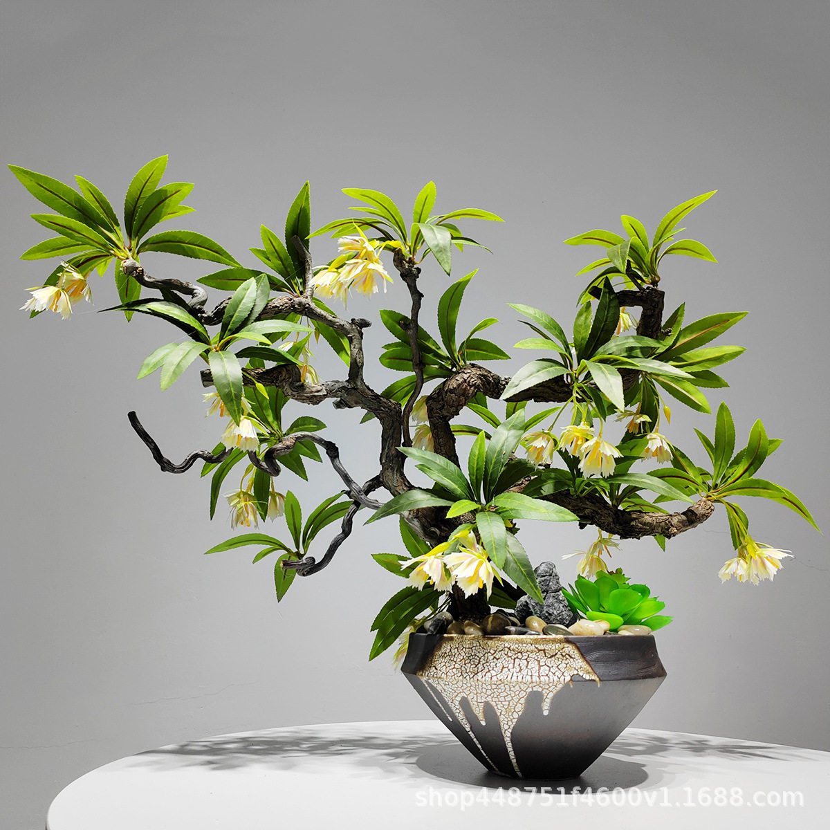 新中式陶瓷花器仿真花艺盆栽茶室酒店玄关办公室仿真绿植花装饰品
