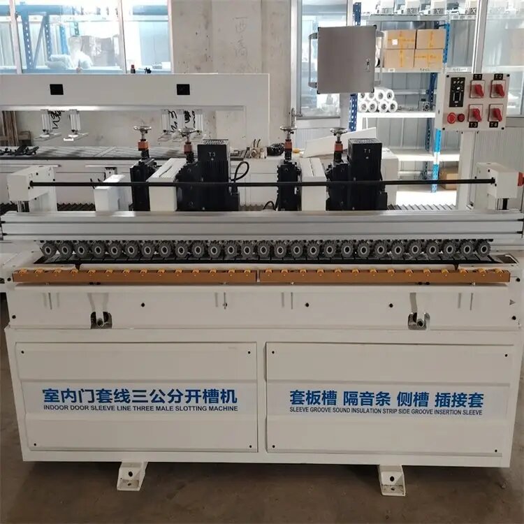 室内门隔音条插接套开槽机 海棠角套线侧槽双主轴柜门包边铣槽机
