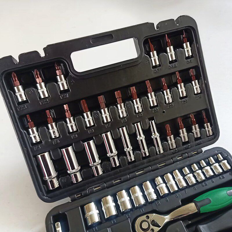 汽修工具组合套装小飞快速扳手54件套微型弯杆筒组合工具箱