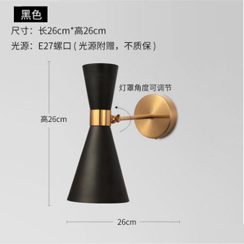 北欧现代简约铁艺壁灯客厅过道走廊卧室床头创意双头可调角度灯具