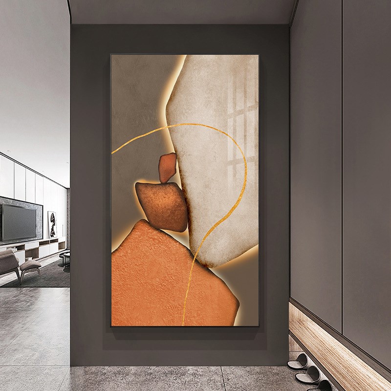 石来运转玄关装饰画现代轻奢入户门口玄幻挂画抽象大气寓意好壁画