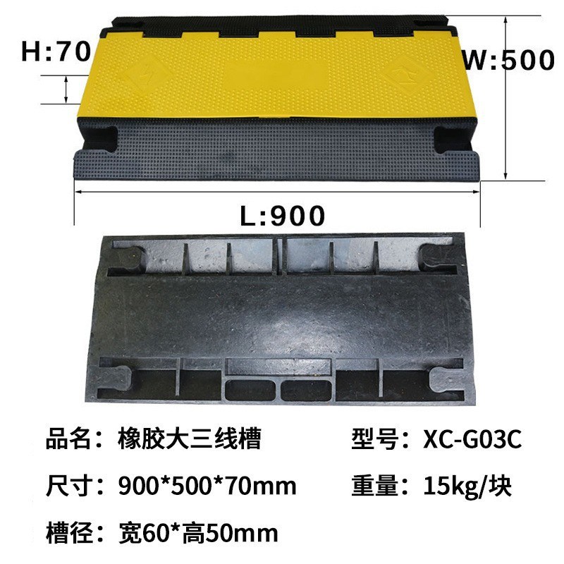三门长力橡胶马道线槽减速带 PVC盖板S电缆护线槽过桥板