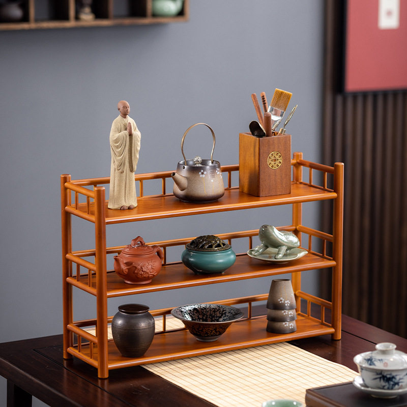 茶具置物架桌上茶杯茶壶收纳架茶桌摆件展示柜博古架茶架中式茶棚