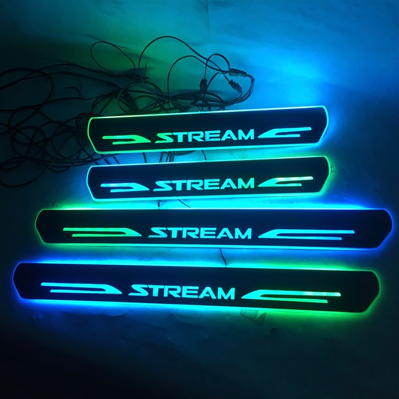 4片适用于Honda STREAM门槛条流光动态跑马七彩带ULED灯迎宾踏板