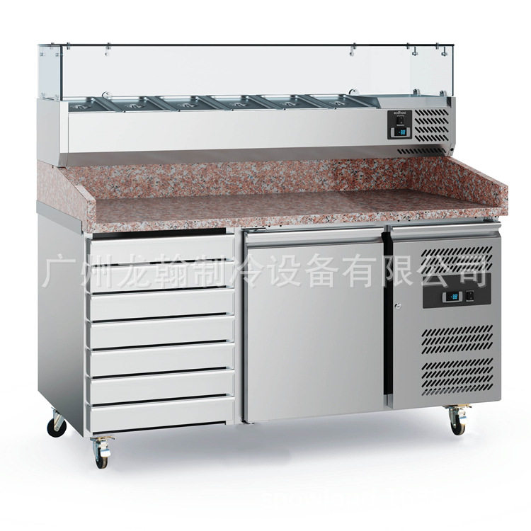 欧式披萨撒料操作台商用开槽沙拉台比萨工作台冷藏冷冻保鲜柜