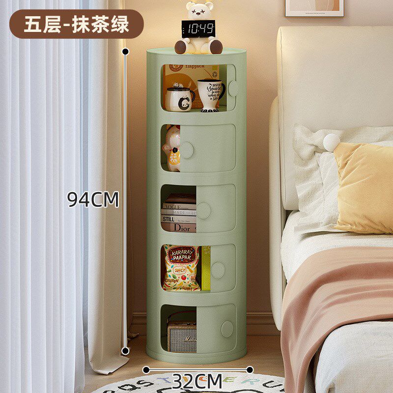 奶油风儿童床头柜小型超窄卧室床边夹缝收纳柜网红滑动柜门置物柜