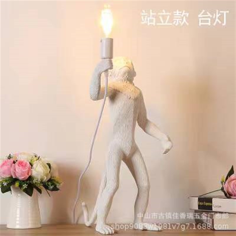 新品北欧树脂小夜灯音乐餐厅酒吧烧烤店装饰灯动物猴子台灯落地灯